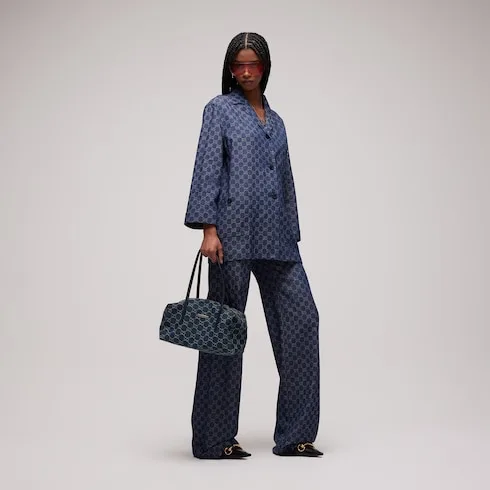 Alternative view of Gucci Melrose Boston Medium Shoulder Bag / Dark Blue Palladium Hardware
