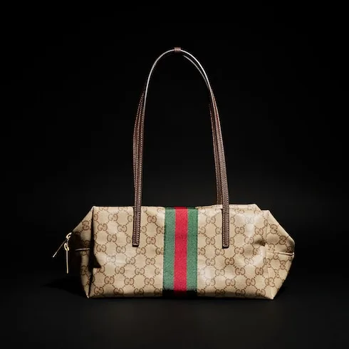Alternative view of Gucci Melrose Boston Medium Shoulder Bag / Sand/ Dark Brown Gold Hardware