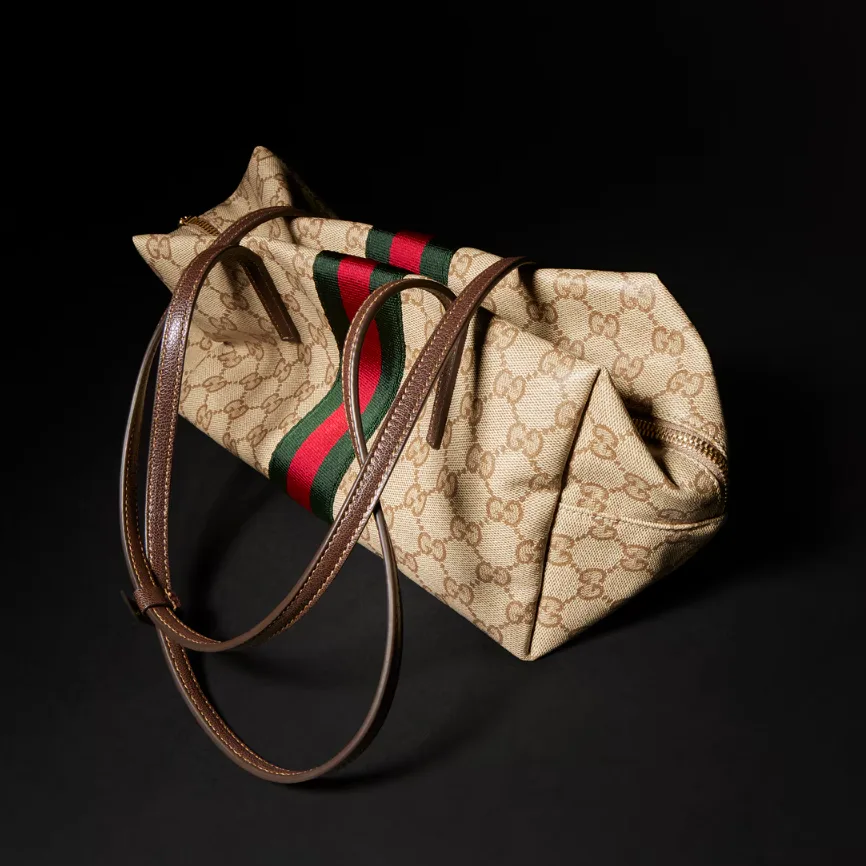Gucci Melrose Boston Medium Shoulder Bag / Sand/ Dark Brown Gold Hardware - Image 5