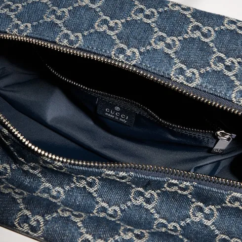 Gucci Melrose Boston Medium Shoulder Bag / Dark Blue Palladium Hardware - Image 10