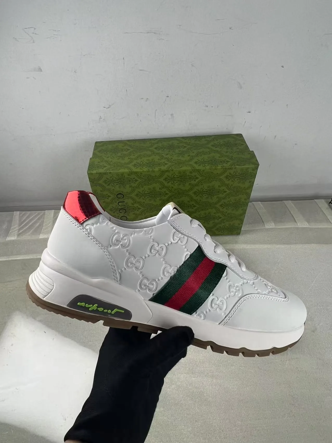 Alternative view of Gucci Men’s GG Embossed Sneakers With Web Ketion White