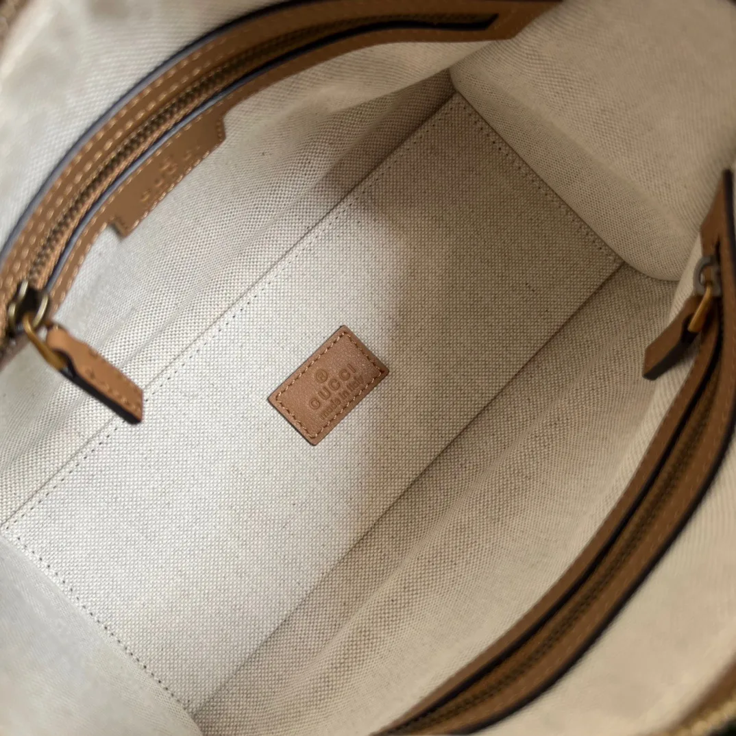 Mini Top Handle Bag With Double G White/Brown / - Image 19
