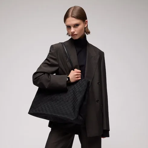 Alternative view of Gucci NY Large Tote Bag / Grey/ Black Gold Hardware A00B4R FAGNG 1000