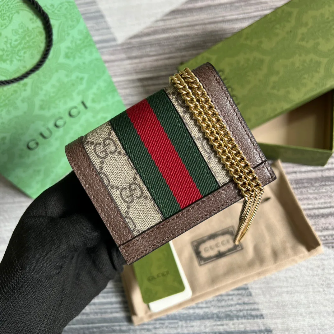 Ophidia GG Card Case Wallet Supreme Canvas Beige / - Image 3