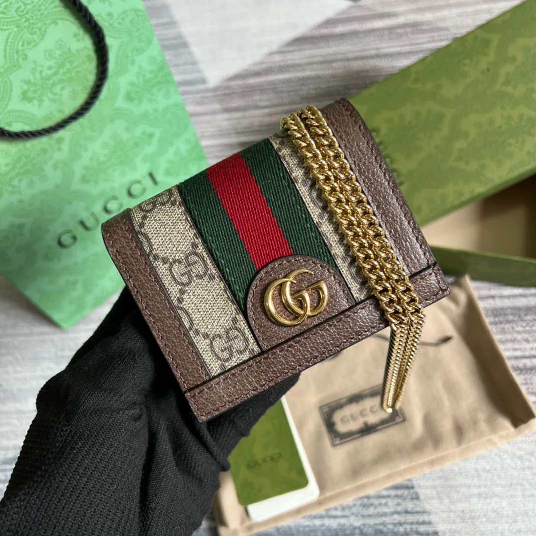 Alternative view of Ophidia GG Card Case Wallet Supreme Canvas Beige /