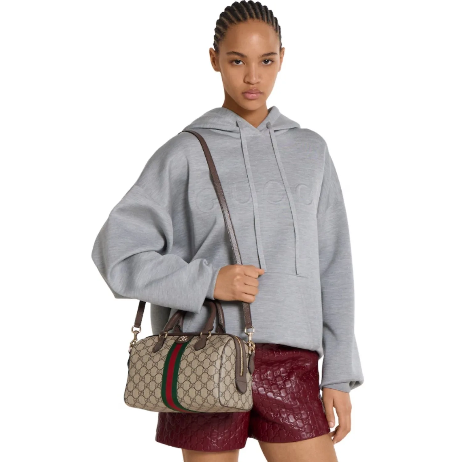 Alternative view of Gucci Ophidia Medium Boston Top Handle Bag / Beige Gold Hardware