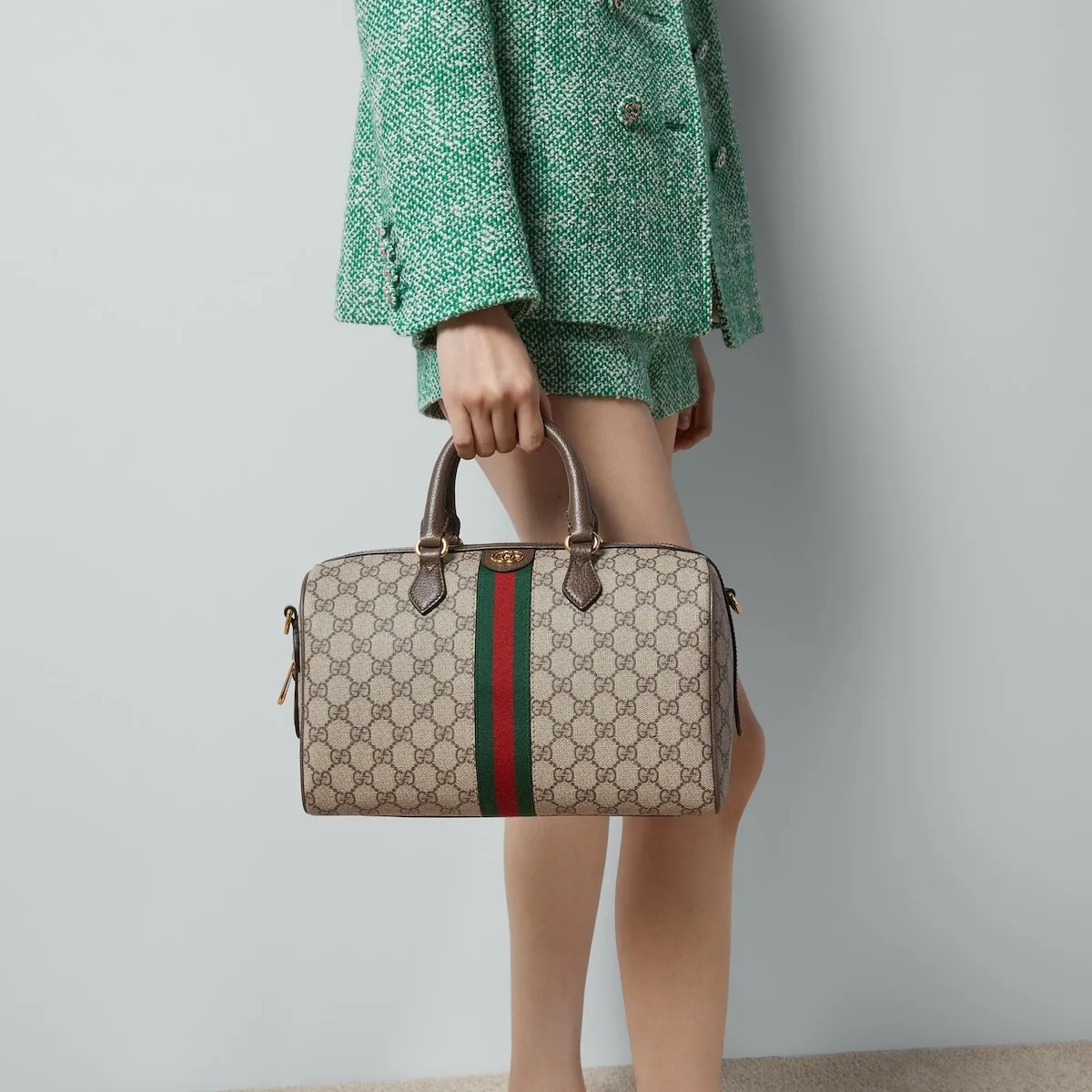 Alternative view of Gucci Ophidia GG Boston Medium Top Handle Bag / Beige Gold Hardware