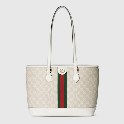 Gucci Ophidia Medium Tote Bag / Beige/ White Gold Hardware - Image 3