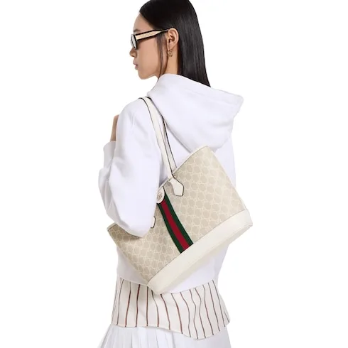 Alternative view of Gucci Ophidia Medium Tote Bag / Beige/ White Gold Hardware