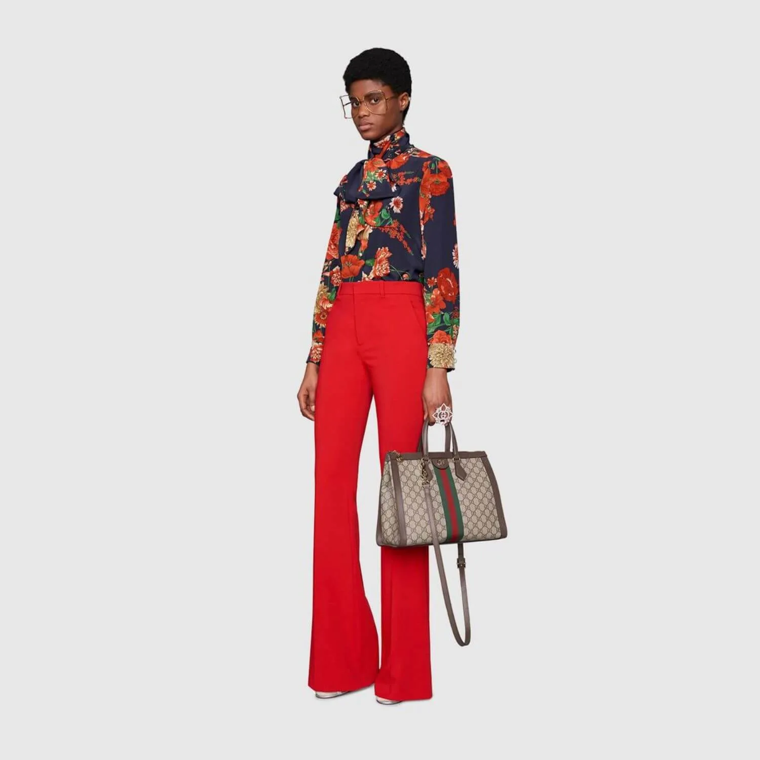Alternative view of Gucci Ophidia Medium Top Handle Bag / Beige/Ebony Supreme Canvas Gold Hardware