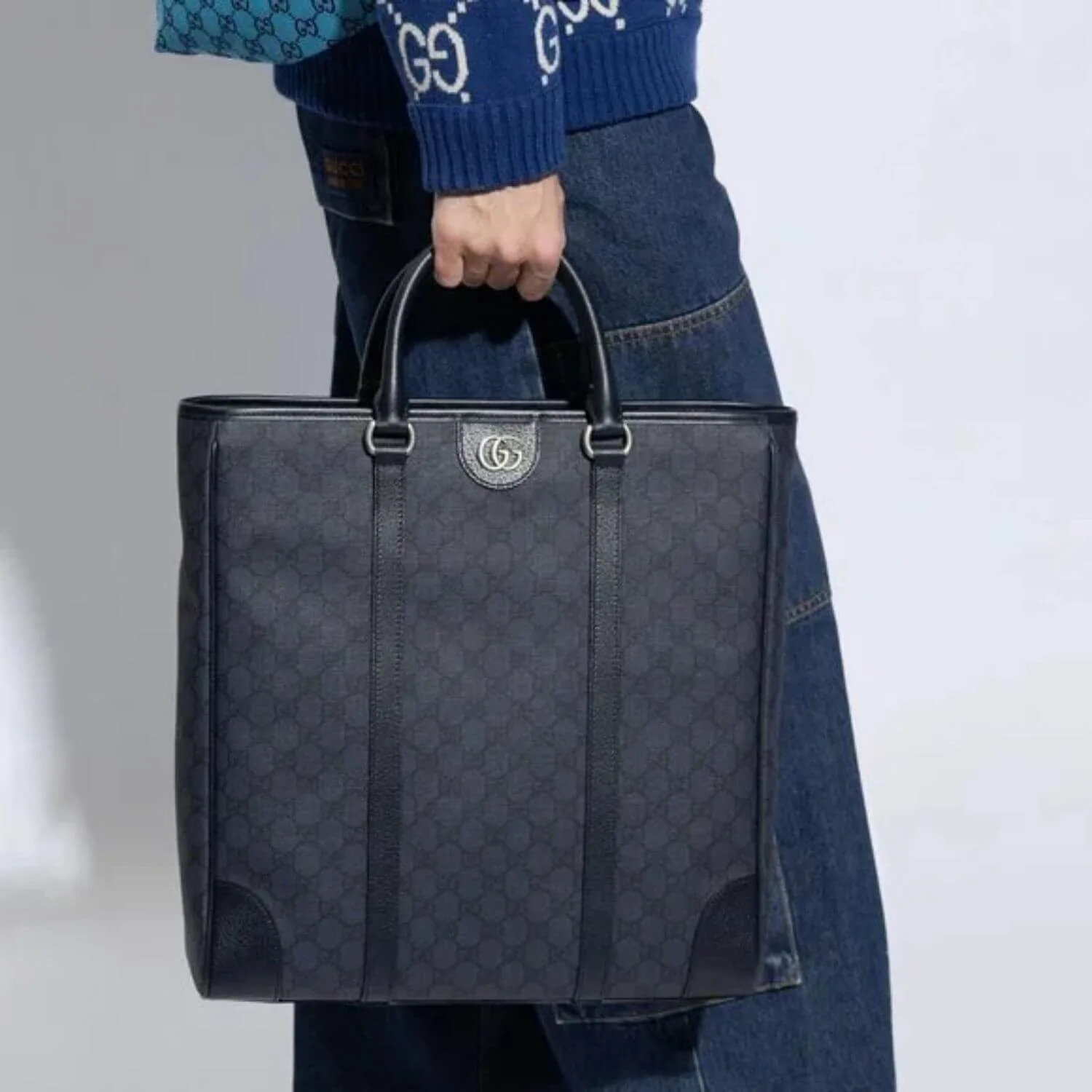 Gucci Ophidia Medium Tote Bag / Blue Palladium Hardware - Image 2