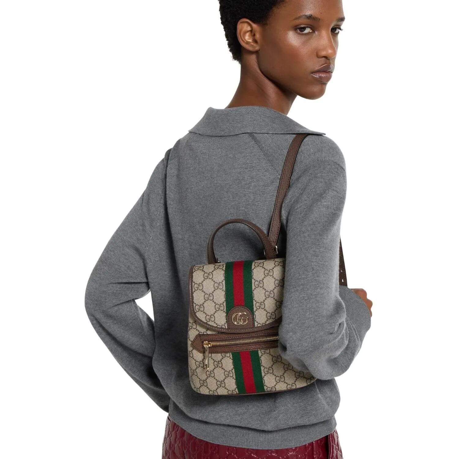 Alternative view of Gucci Ophidia Mini Backpack / Beige/ Dark Brown Gold Hardware