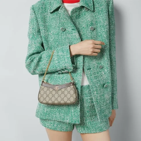 Alternative view of Gucci Ophidia Mini Shoulder Bag / Beige/ Ebony Gold Hardware