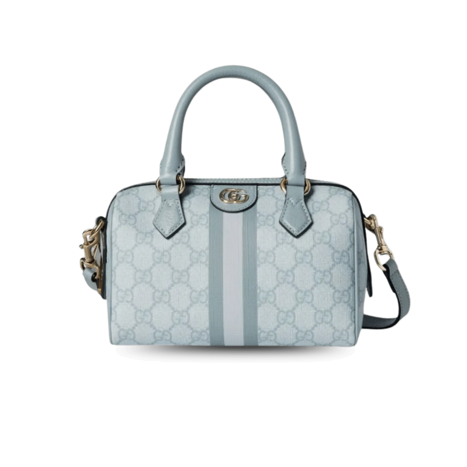 Gucci Ophidia Mini Top Handle Bag / Dusty Blue Gold Hardware