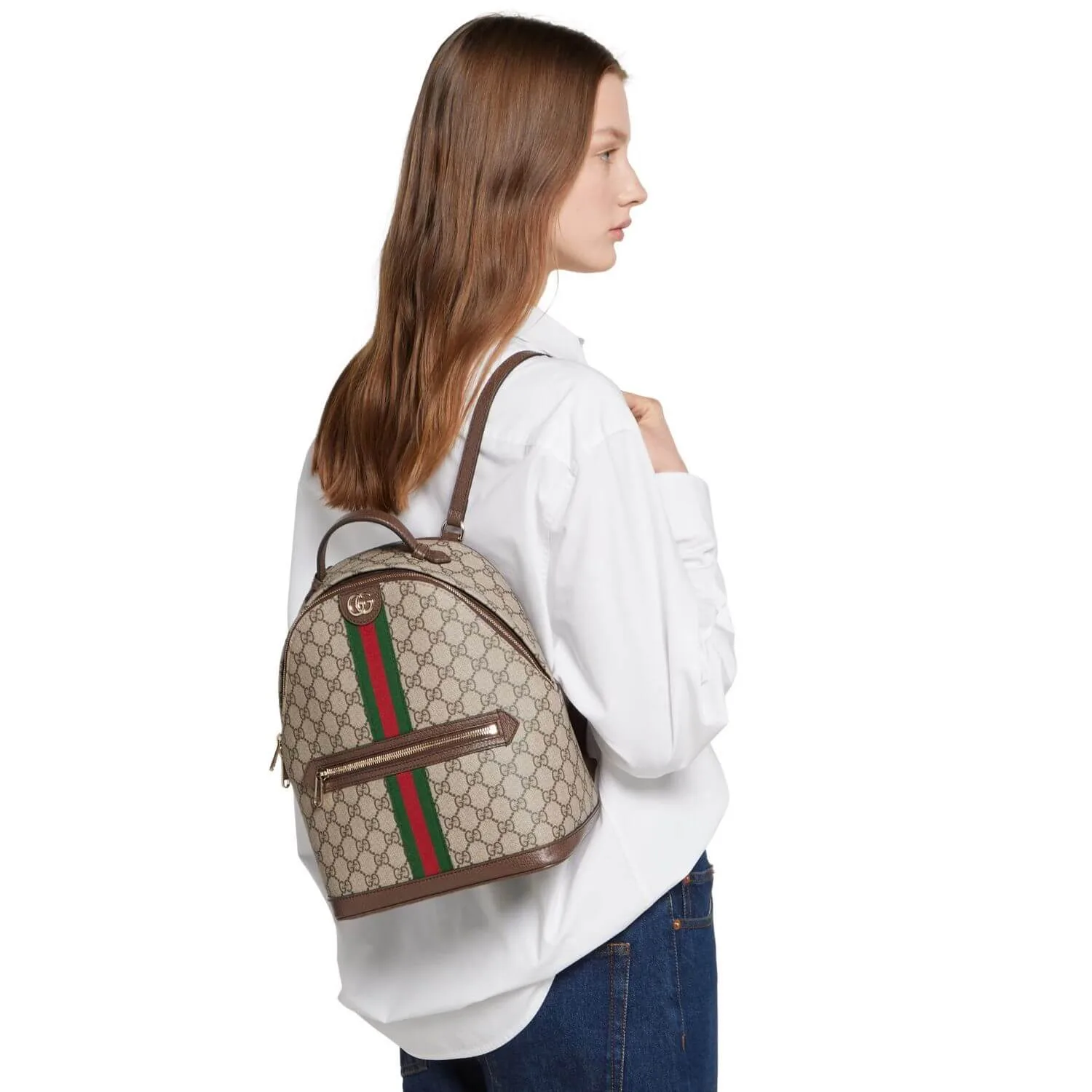 Alternative view of Gucci Ophidia Small Backpack / Beige/ Dark Brown Gold Hardware