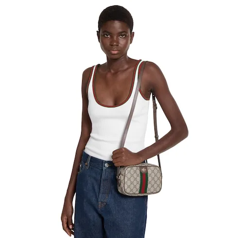 Alternative view of Gucci Ophidia Small Shoulder Bag / Beige And Dark Brown Light Gold Hardware