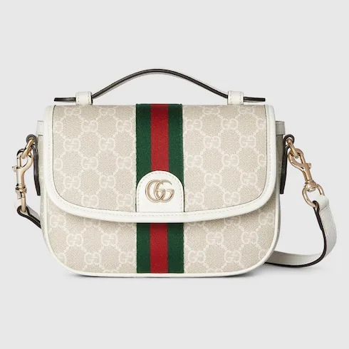 Gucci Ophidia Small Top Handle Bag / Beige And White Light Gold Hardware - Image 4