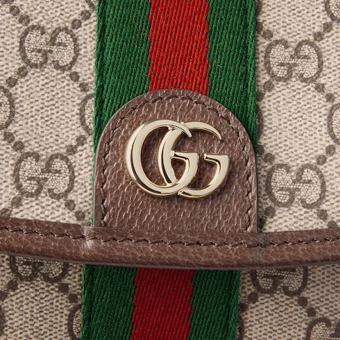 Gucci Ophidia Small Top Handle Bag / Beige And Dark Brown Light Gold Hardware - Image 10