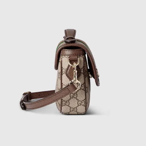 Gucci Ophidia Small Top Handle Bag / Beige And Dark Brown Light Gold Hardware - Image 6