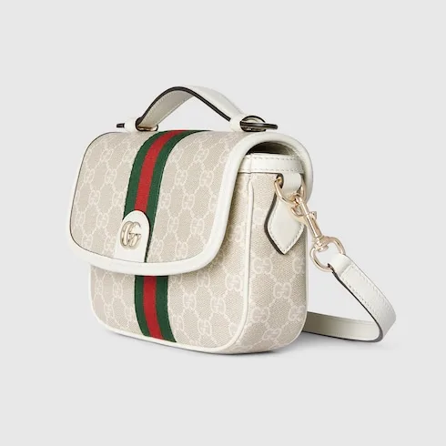 Gucci Ophidia Small Top Handle Bag / Beige And White Light Gold Hardware - Image 5