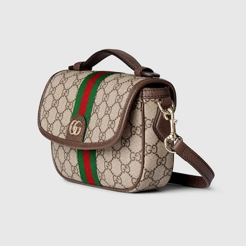 Gucci Ophidia Small Top Handle Bag / Beige And Dark Brown Light Gold Hardware - Image 5