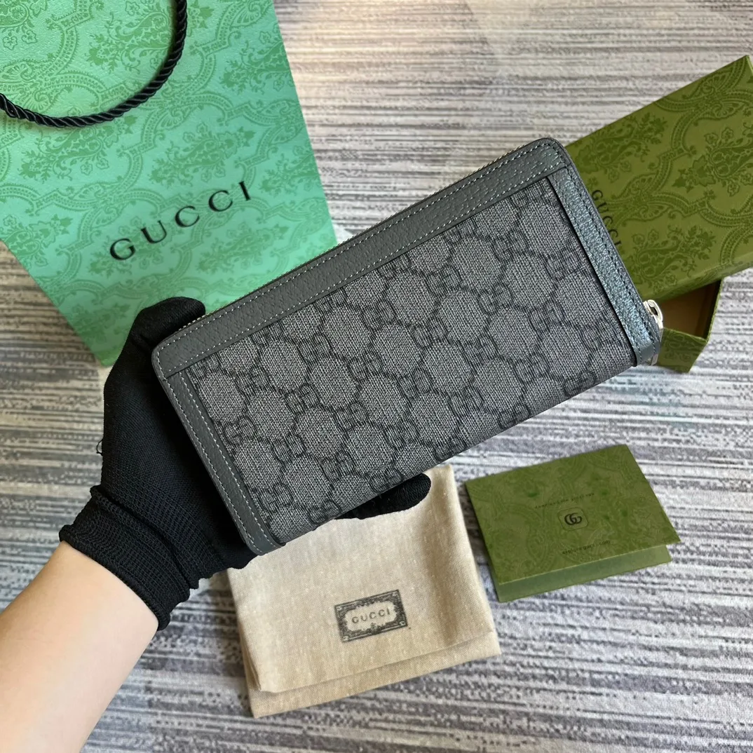 Alternative view of Gucci Ophidia Zip Around Wallet Supreme Canvas Grey /