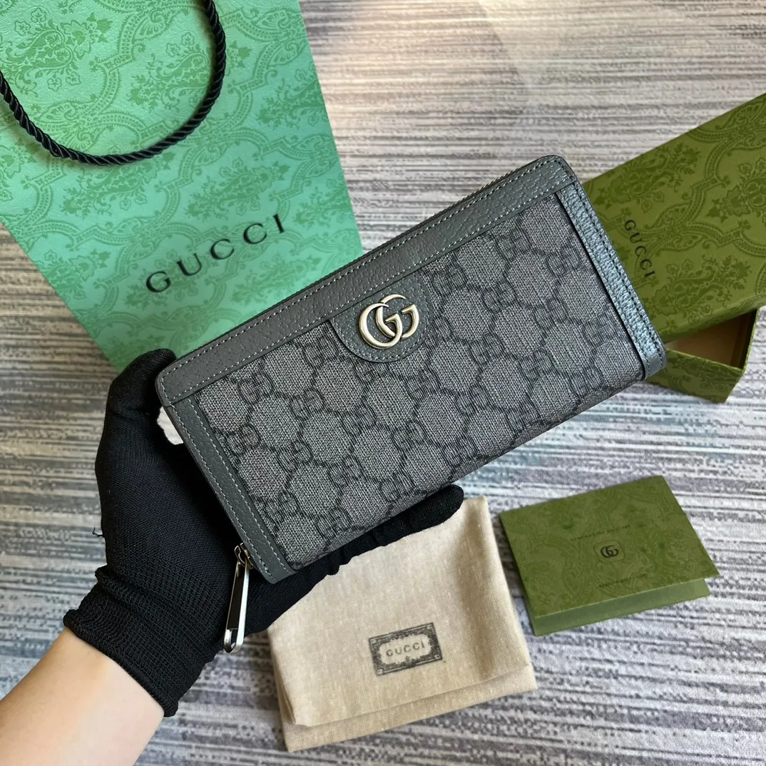 Gucci Ophidia Zip Around Wallet Supreme Canvas Grey / - Image 3