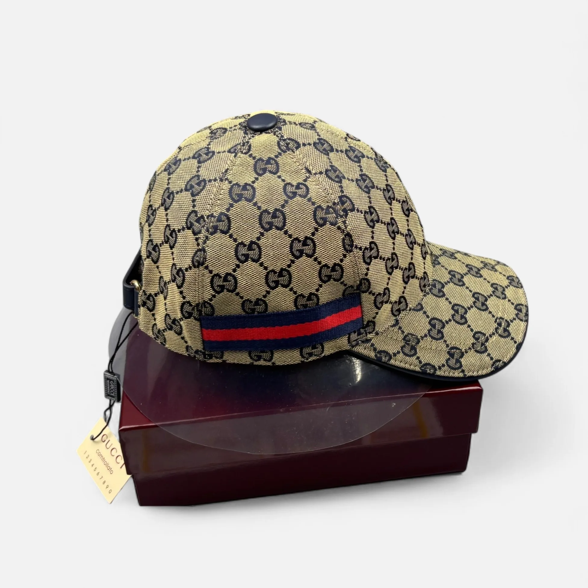 Gucci Original GG Canvas Baseball Hat With Web Beige/Blue GG - Image 4