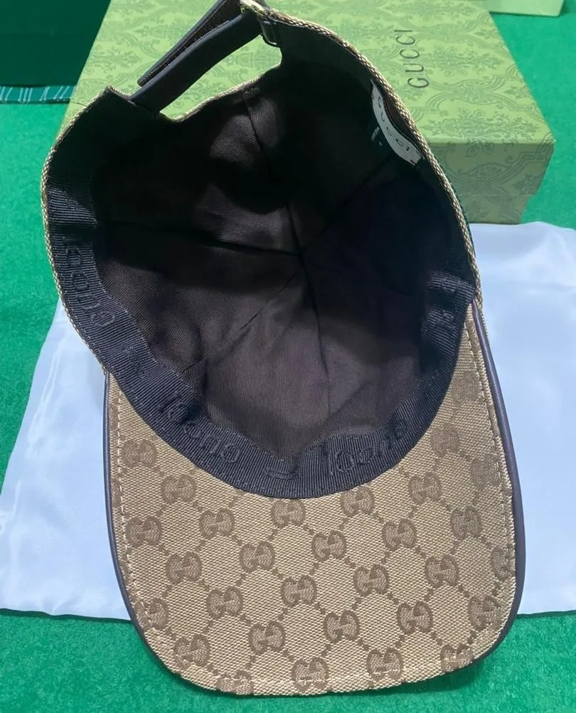 Gucci Original GG Canvas Baseball Hat With Web Beige GG - Image 5