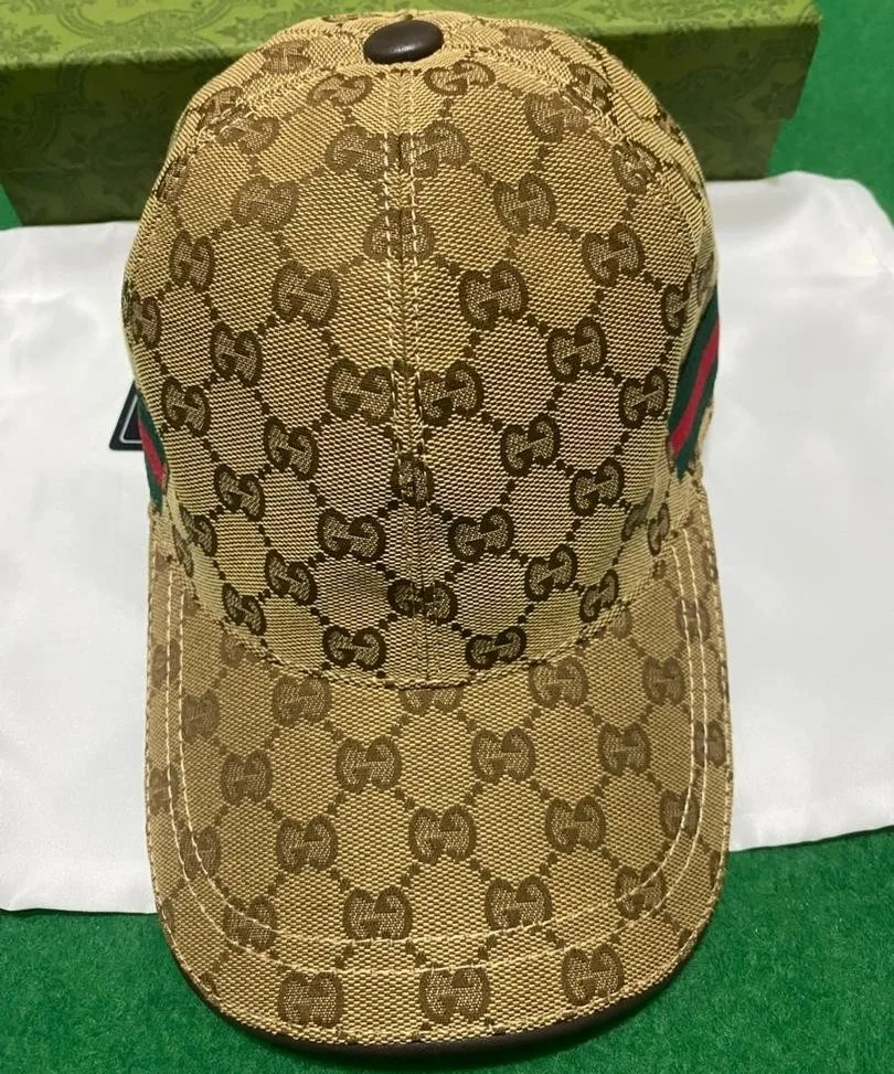 Gucci Original GG Canvas Baseball Hat With Web Beige GG - Image 3