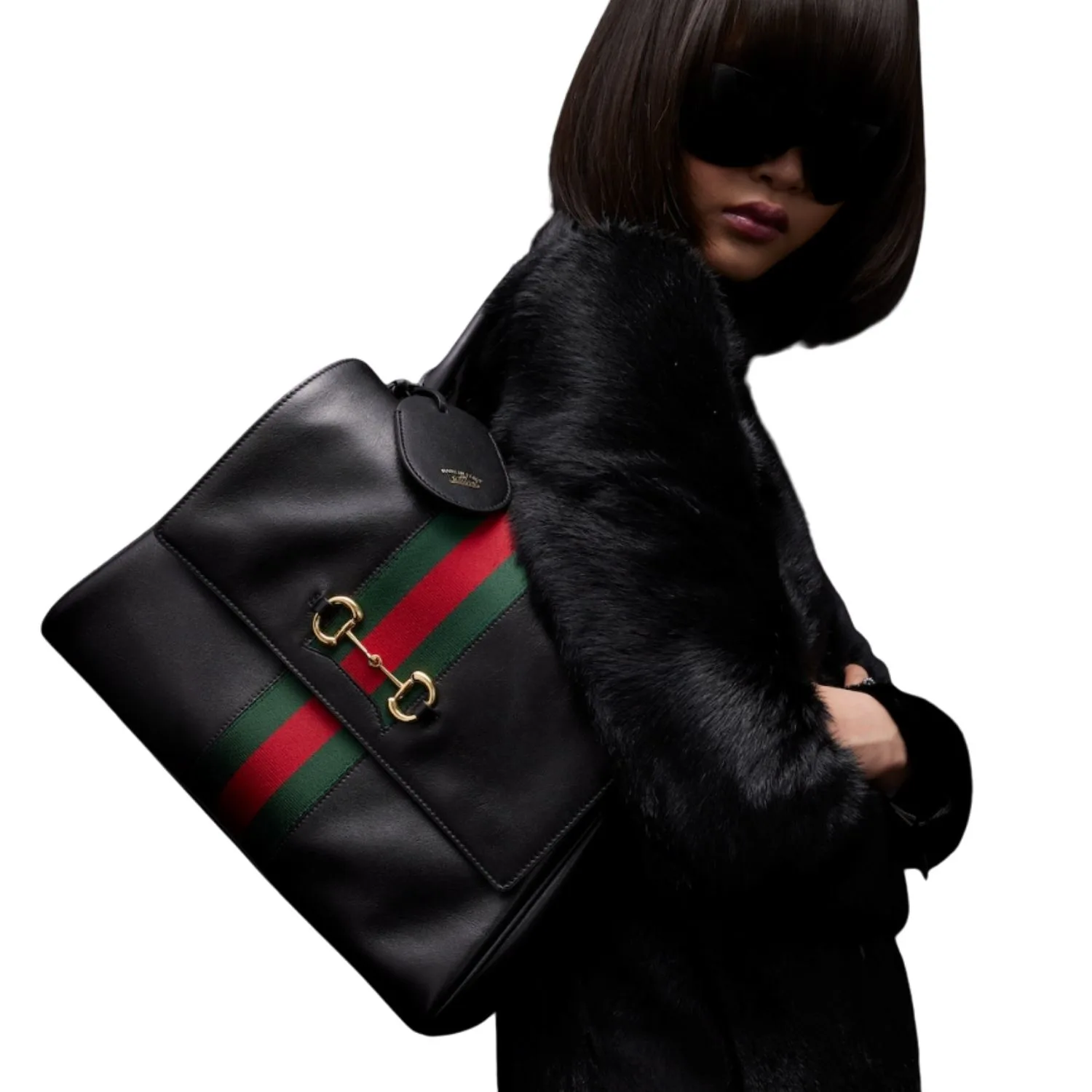 Alternative view of Gucci Paparazzo Medium Top Handle Bag / Black/ Grey Gold Hardware