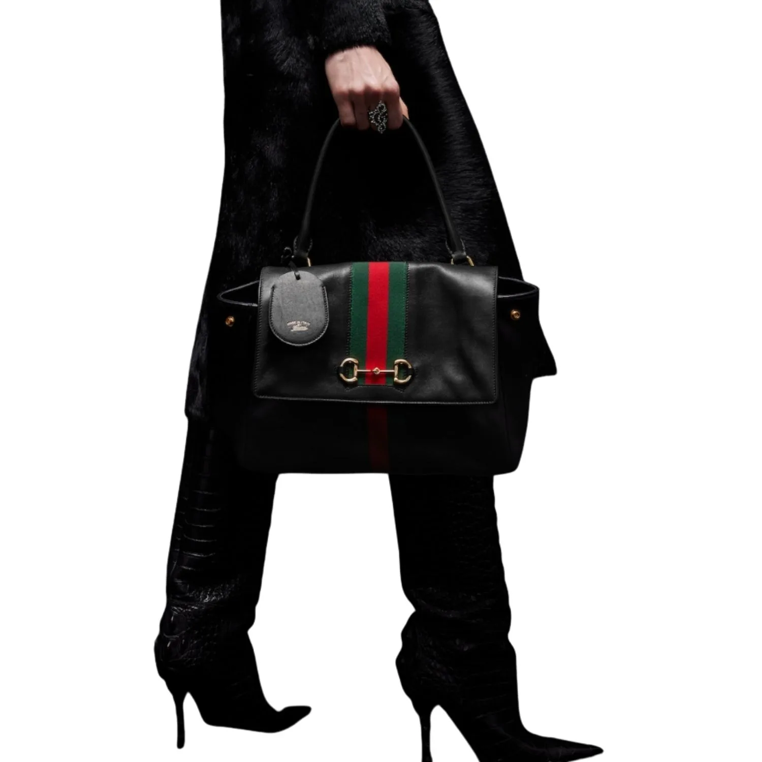 Gucci Paparazzo Medium Top Handle Bag / Black/ Grey Gold Hardware - Image 3