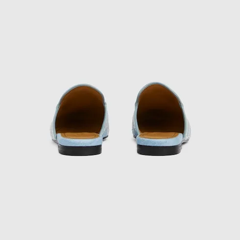 Gucci Princetown With Pearls Slippers Blue Denim Light Gold Hardware ? FAFTM 4963 - Image 7
