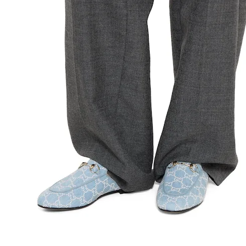 Gucci Princetown With Pearls Slippers Blue Denim Light Gold Hardware ? FAFTM 4963 - Image 3
