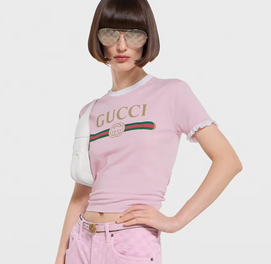 Alternative view of Gucci Print T-Shirt Pink