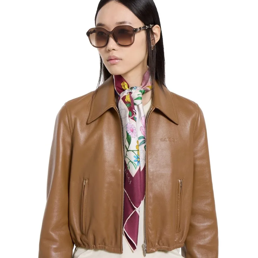 Alternative view of Gucci Printed Silk Twill Carre Scarf Bordeaux