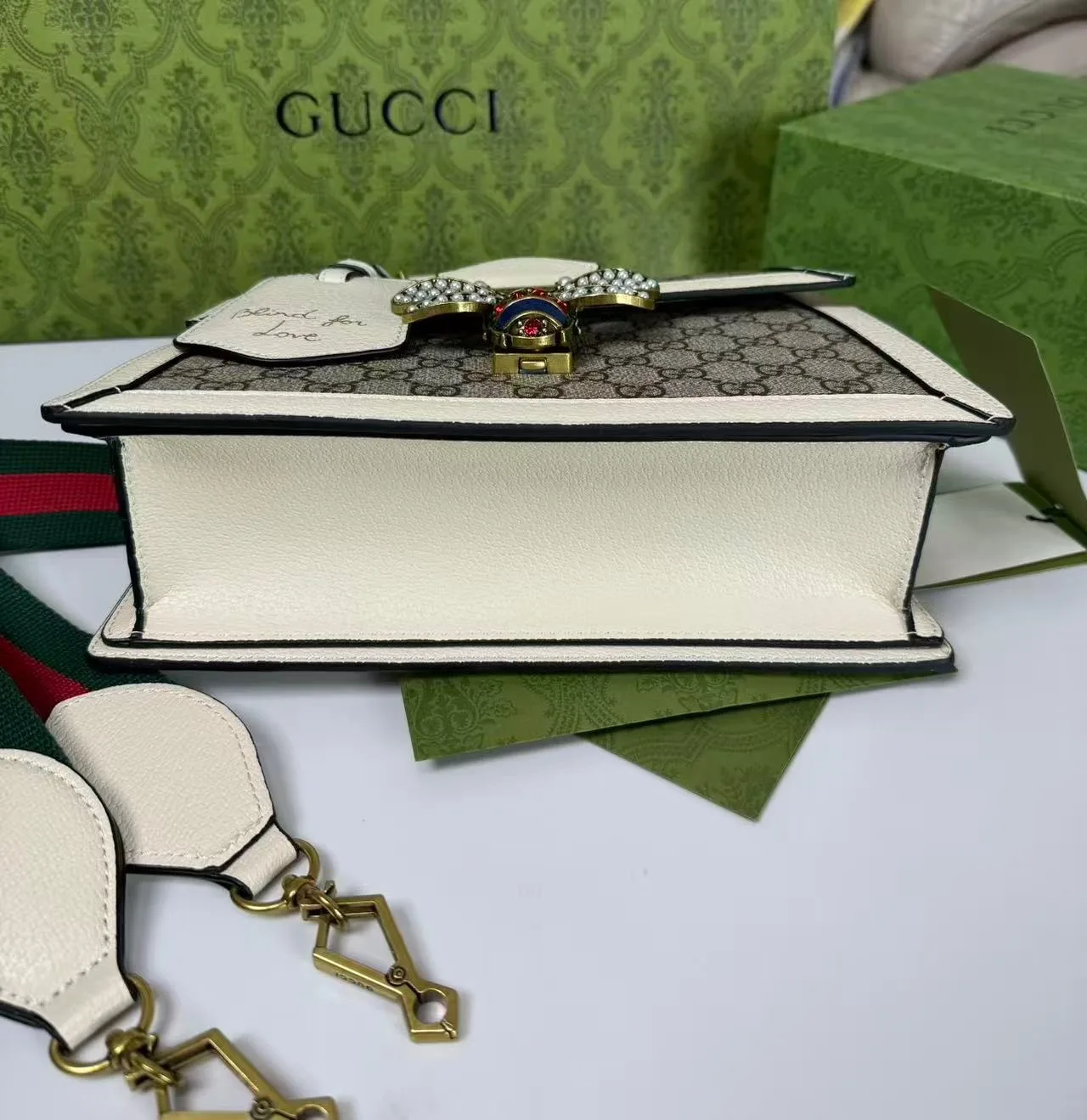 Gucci Queen Margaret GG Small Top Handle Bag / Beige And Ebony GG Supreme Canvas - Image 5