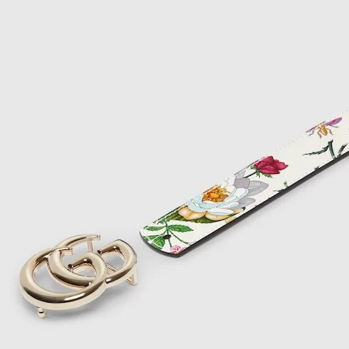 Gucci Reversible GG Marmont Belt White Flora/ Brown - Image 7