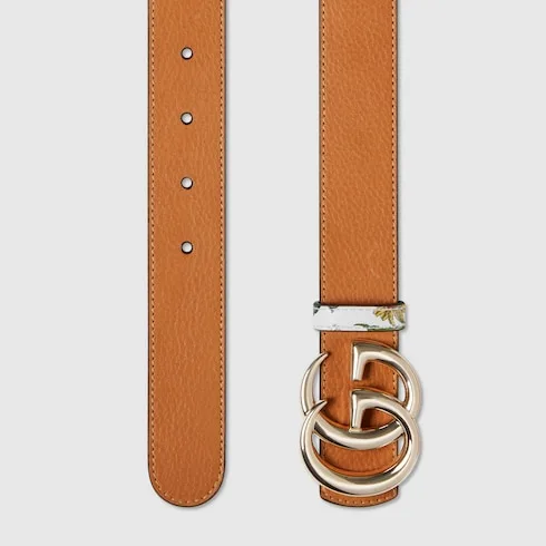 Gucci Reversible GG Marmont Belt White Flora/ Brown - Image 6