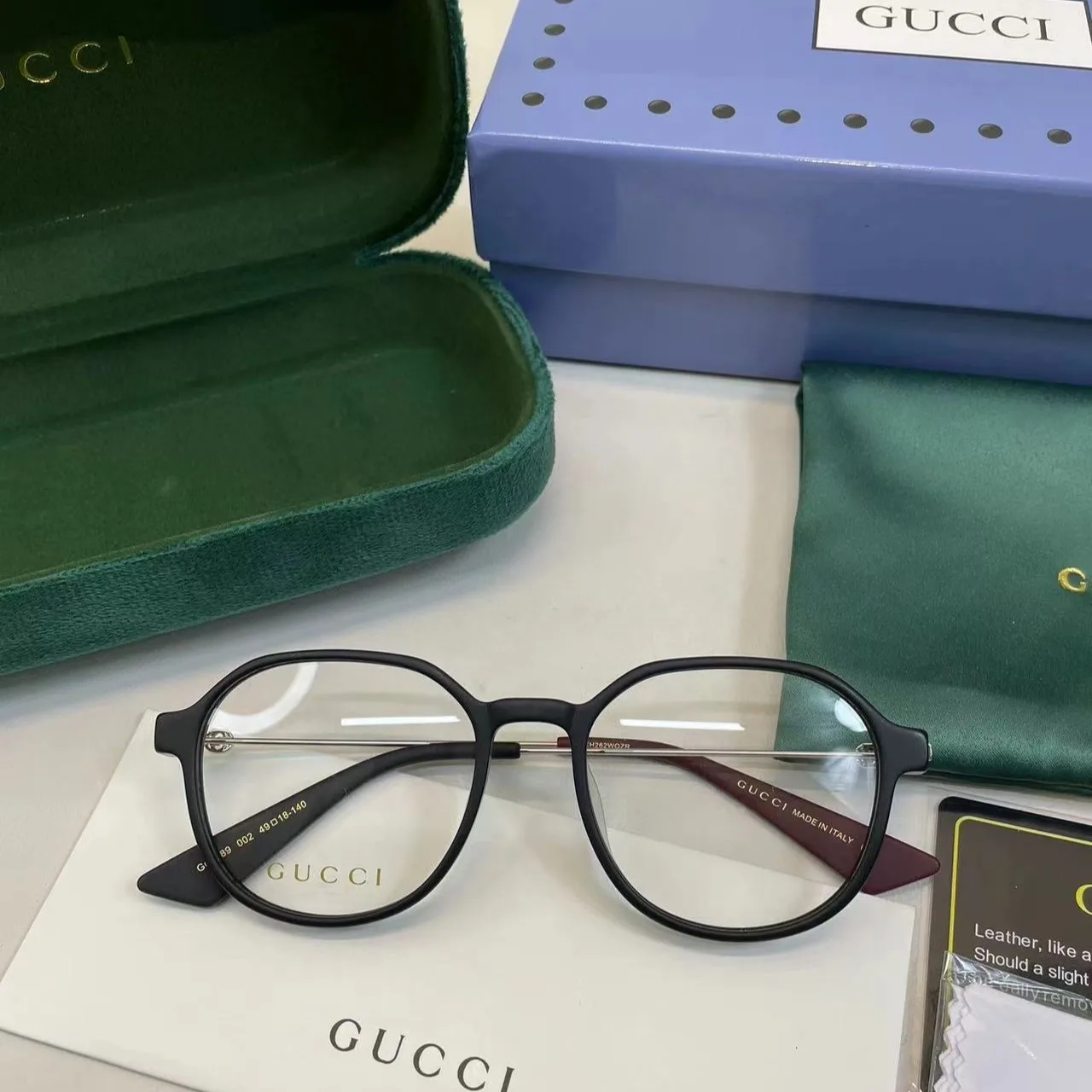 Alternative view of Gucci Round Frame Flat Sunglasses Black