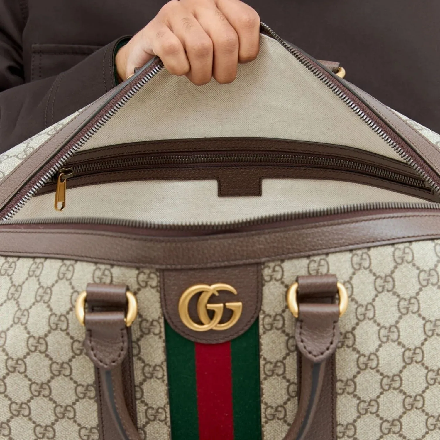 Gucci Savoy Large Duffle Bag / Beige Gold Hardware - Image 7