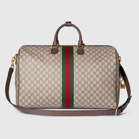 Gucci Savoy Large Duffle Travel Bag / Beige/ Dark Brown Gold Hardware - Image 6