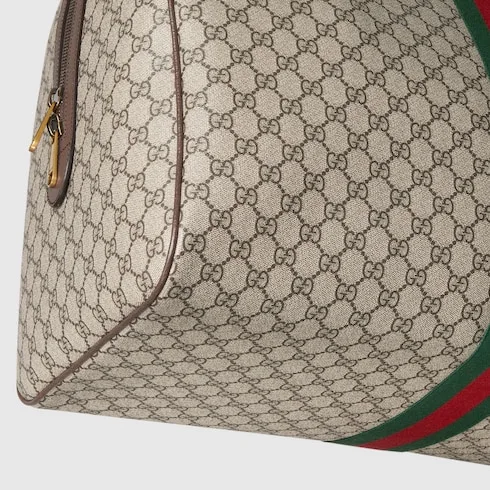 Gucci Savoy Large Duffle Travel Bag / Beige/ Dark Brown Gold Hardware - Image 10