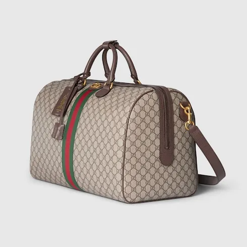 Gucci Savoy Large Duffle Travel Bag / Beige/ Dark Brown Gold Hardware - Image 5