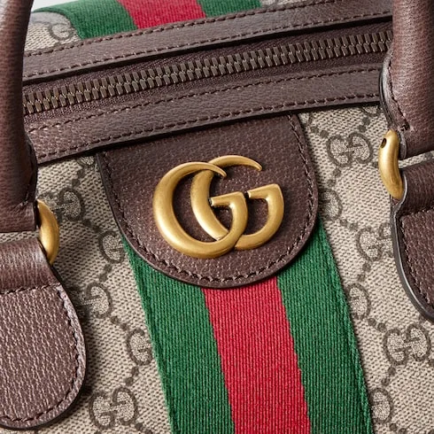 Gucci Savoy Large Duffle Travel Bag / Beige/ Dark Brown Gold Hardware - Image 9
