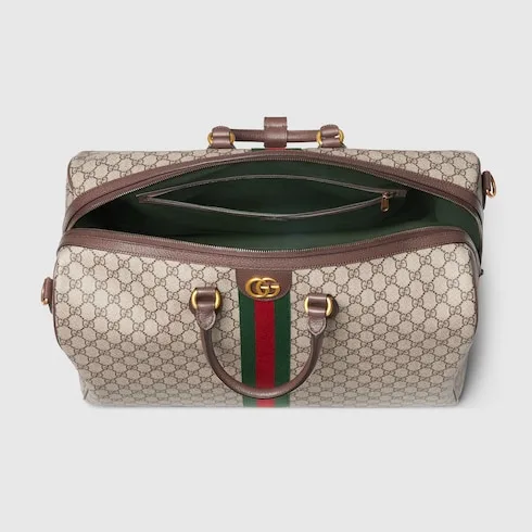 Gucci Savoy Large Duffle Travel Bag / Beige/ Dark Brown Gold Hardware - Image 8
