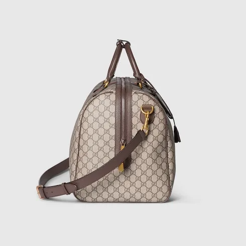 Gucci Savoy Large Duffle Travel Bag / Beige/ Dark Brown Gold Hardware - Image 7