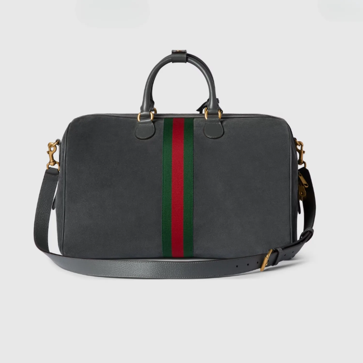 Gucci Savoy Medium Duffle Travel Bag / Dark Grey Gold Hardware - Image 6