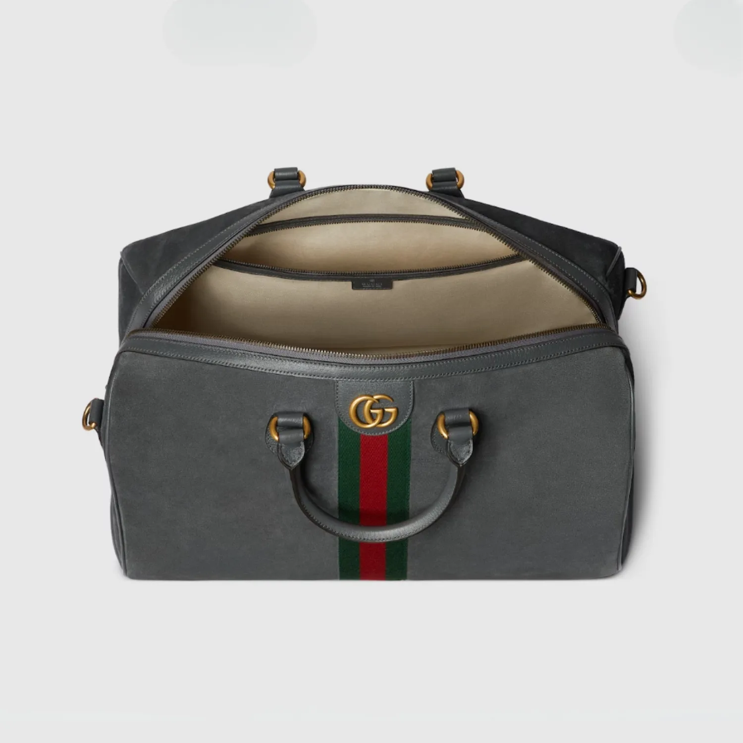 Gucci Savoy Medium Duffle Travel Bag / Dark Grey Gold Hardware - Image 7