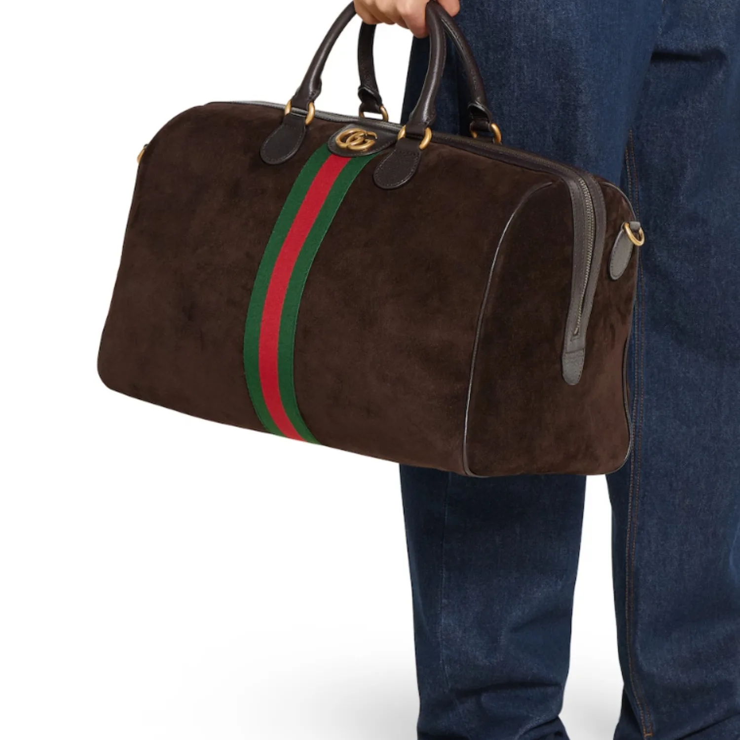 Alternative view of Gucci Savoy Medium Duffle Travel Bag / Dark Brown Gold Hardware
